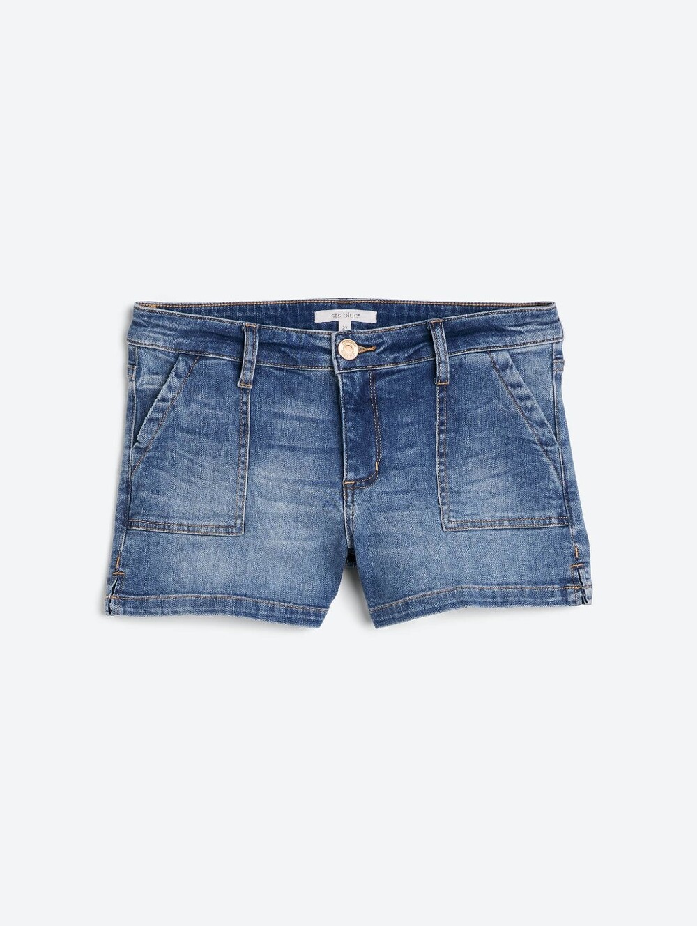 STS Blue Mid Wash Denim Patch Pocket Shorts